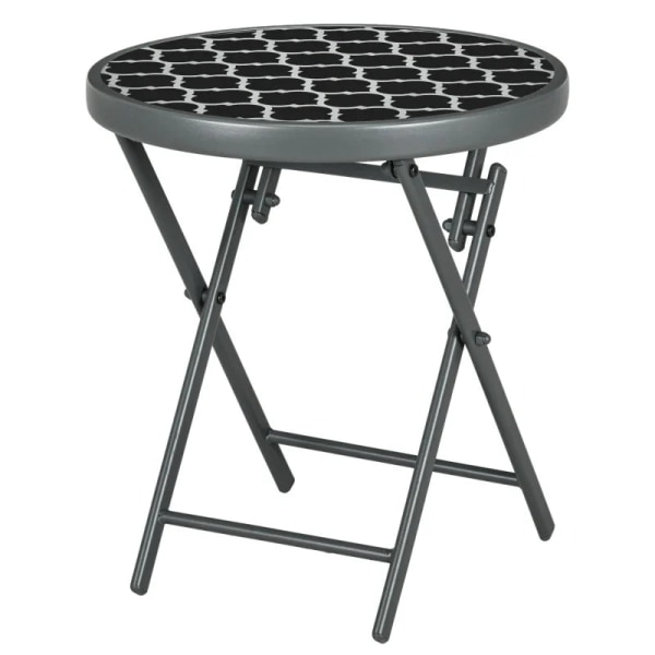 Rootz Havebord - Foldebord - Haveklapbord - Rundt - Vejrbestandigt - Sammenklappeligt - Sort - Ø45 x 50 cm