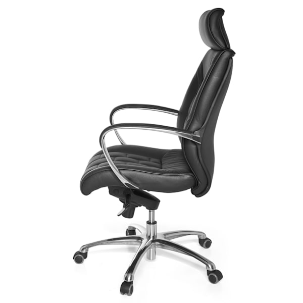 Rootz XXL Executive Chair - Kontorsstol - Äkta läder - Högt ryggstöd - Svankstöd - Armstöd i aluminium - Krombas - 120 kg Kapacitet - 8h Sitttid - 66c