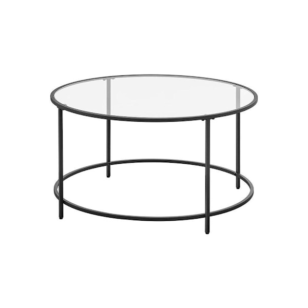 Rootz Soffbord - Runt soffbord - Cirkulärt soffbord - Glasskiva Soffbord - Industriellt soffbord - Designersoffbord - Stål - Härdat glas - Svart - 84