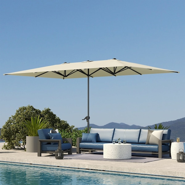 Rootz Kaksipuolinen sateenvarjo - Parasol - Auringonpohja - UPF50+ Protection - 451 cm x 264 cm - alumiinimasto