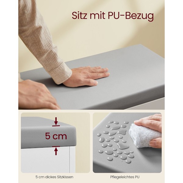 Rootz Shoe Bench - Entryway Organizer - Skostativ - Spånplade - PU polstring - 30cm x 60cm x 44cm