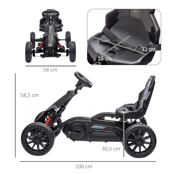 Rootz Children's Go -Kart - Pedal Vehicle - Tread Car - Justerbart sæde - Fremme fysisk aktivitet - 100 cm x 58 cm x 58,5 cm