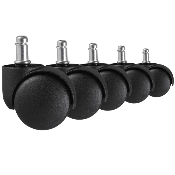 Rootz 5-delade set mattrullar för kontorsstol - Högkvalitativ plast - Svart - 11 mm stiftdiameter - 20 mm stiftlängd - 50 mm rulldiameter - Lämplig fö