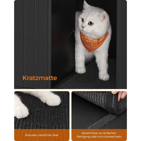 Rootz Cat kattebakkeskab - Kradsestolpe - Guldben - Spånplade og stål - Stor 80 x 50 x 55 cm - 16,3 kg - Sort-Guld - 60 kg Kapacitet