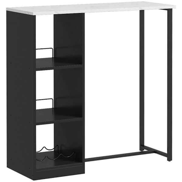 Rootz Bar High Table - Keittiön pöytä - Baaripöytä - Avaruuteen säästävä muotoilu - 105 x 40 x 105 cm - valkoinen marmorinen ulkonäkö, musta teräsrunk