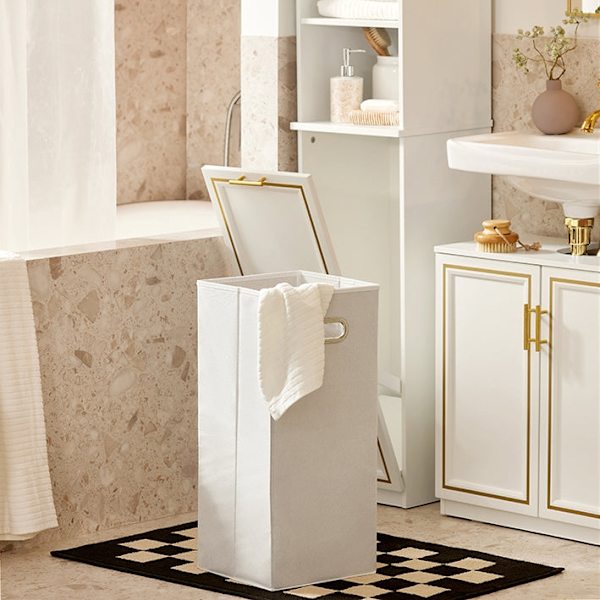 Rootz Tall Badrumsskåp - Förvaringsenhet - Tvätthållare - MDF Furu - Tippskydd - 33cm x 171cm x 32cm - 2-delad set