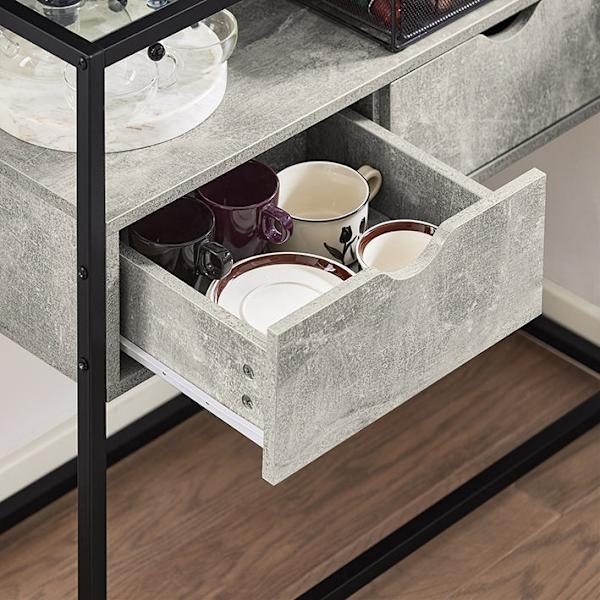 Rootz Modern Sideboard Konsolbord - Hallbord - Ljusgrå sidobord - Glasskiva - Rymlig förvaring - Robust design - Justerbara fötter - 81cm x 78cm x 35c