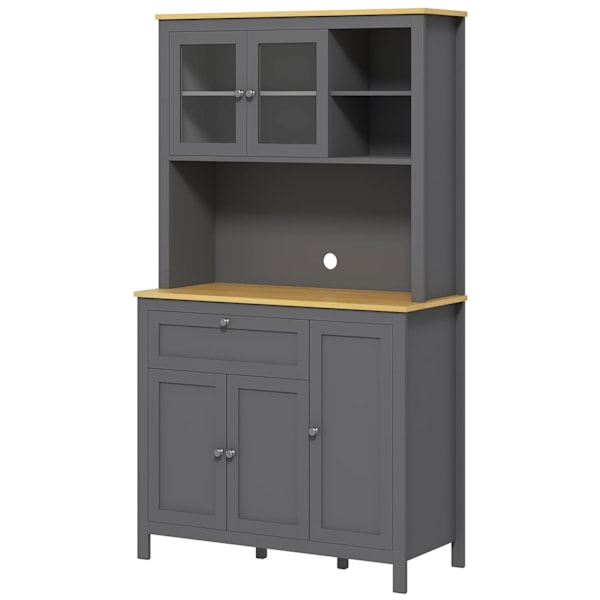 Rootz Kitchen Cabinet Buffet - Spisestue Showcase - Gray Storage Unit - Ample Storage - 100 cm x 40 cm x 180 cm