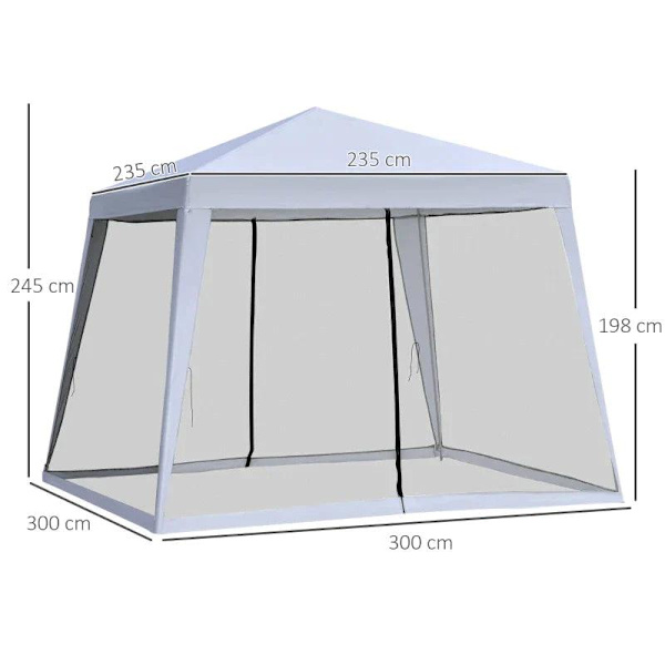 Rootz Gazebo - Trädgårdspaviljong - Marquee Partytält - Tält med myggnät - Väderbeständig - Metall + Polyester - Grå - 3 x 3 m