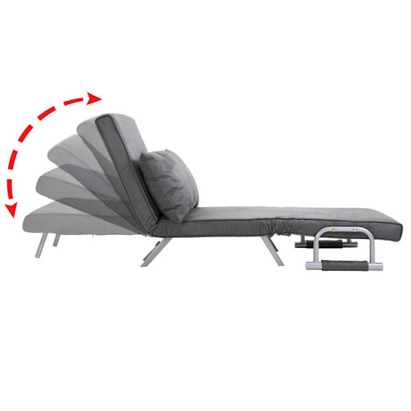 Rootz Relax fåtölj - Gästsäng - Armstöd - 3-i-1 - Schäslong - Dyna - Grå - 65 x 69 x 80 cm