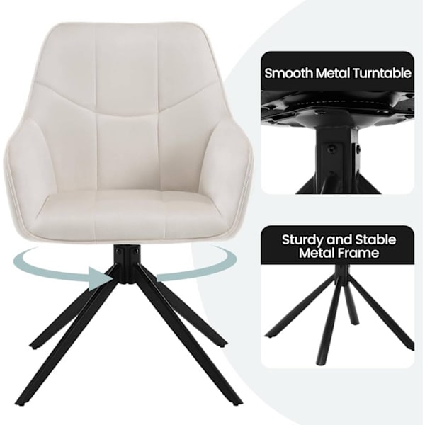 Rootz Swivel Dining Chairs Set - Moderna stolar - Vadderad sammet - Ergonomisk design - 58cm x 86cm x 63,5cm