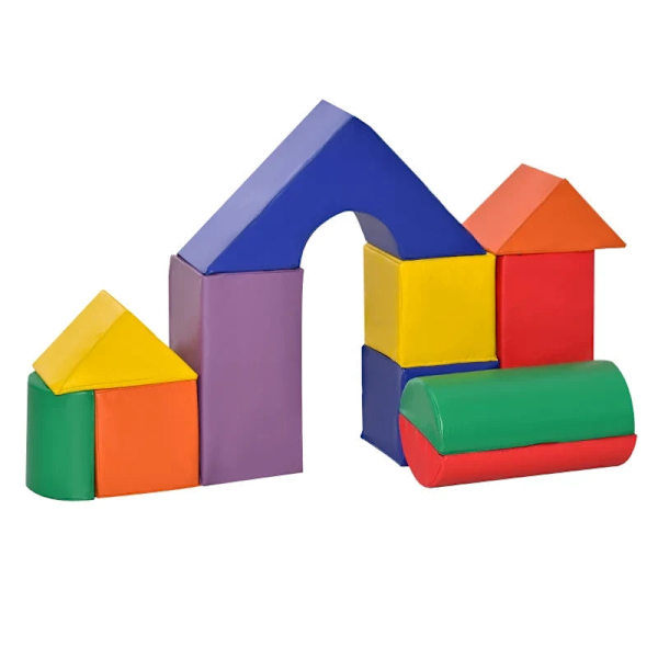 Rootz Store legetøjsklodser til børn - Byggeklodser - 11-delt sæt - til børn 1-3 år - Skum - Farverigt - Flerfarvet - 25cm x 25cm x 50cm