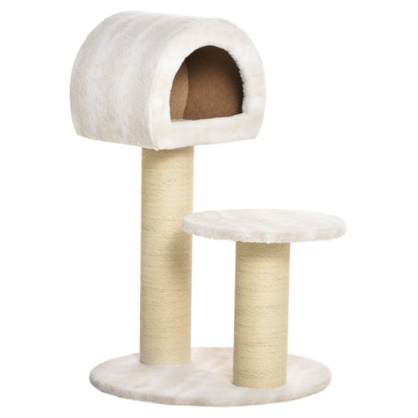 Rootz Skrapstolpe - Cat Cave - Cat Scratching Stolpe - Cat Climbing Tree - Kattsäng - Beige/Ljusbrun - 60 x 60 x 93 cm