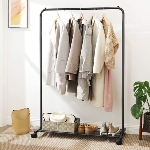 Rootz Tøjstativ - Garderobestativ - Knagerække - Hjul - Max 40 kg - Sort - Metal - 92,5 x 40,5 x 158 cm