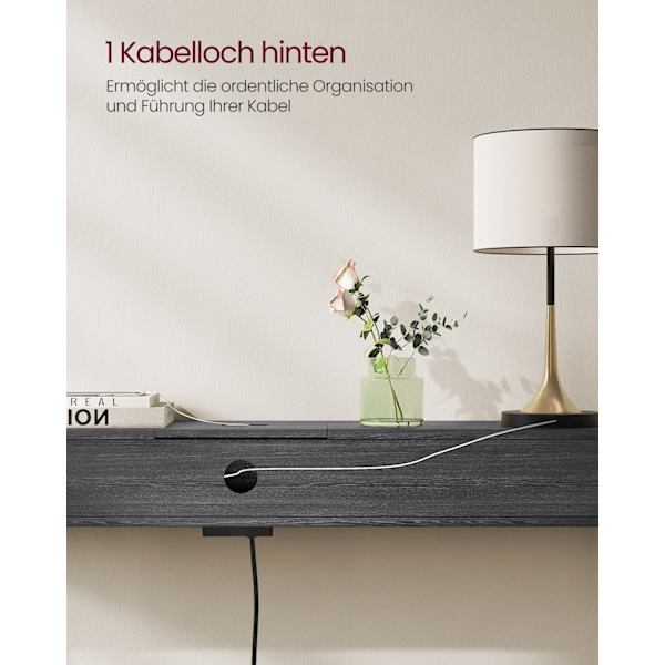 Rootz Modern Sidebord med Power Strip - Antracitgrå-blæk sort - Spånpladestål - 100 kg Kapacitet - 25 cm x 120 cm x 81,1 cm
