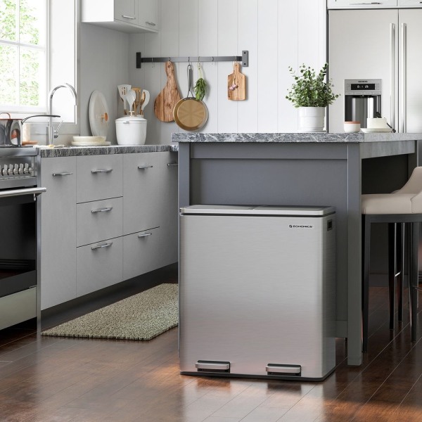 Rootz papperskorg - Soft Close-funktion - Idealisk avfallsbehållare - Badrumssopor - Perfekt design - Hög kvalitet - Innerhink - 60 liter - Rostfritt