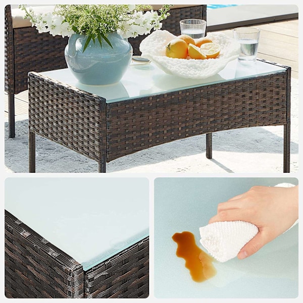 Rootz 4-delad balkongmöbelset - Uteplatsset - Trädgårdsstolar - Terrasssittgrupp - Galvaniserad metallstomme - PE Polyrattan - 56,5cm x 54,5cm x 81,5c