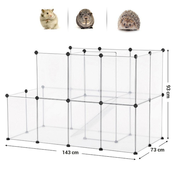 Rootz Small Animal Run - Plastic Animal Run - Kanin Run - Hamster Run - Small Pet Run - Portable Animal Run - Vit - 143 x 73 x 93 cm