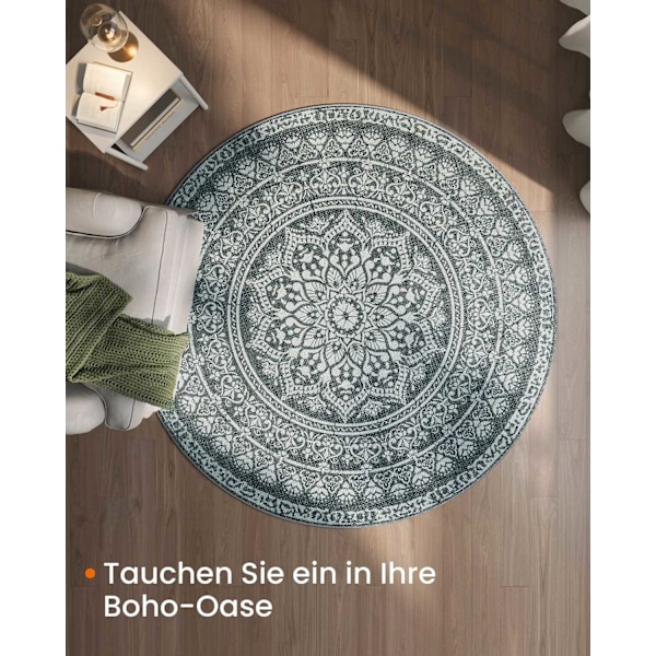 Rootz rund matta - Boho matta - antracitgrå - polyesterfilt TPR - 160 cm diameter - lätt - 2,8 kg