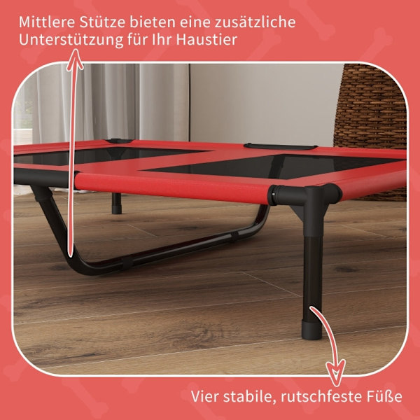 Rootz Portable Pet Bed - Lätt hundsäng - Raised Pet Cot - Oxford-tyg - Meshöverdrag - Lätt att rengöra - 92cm x 76cm x 18cm