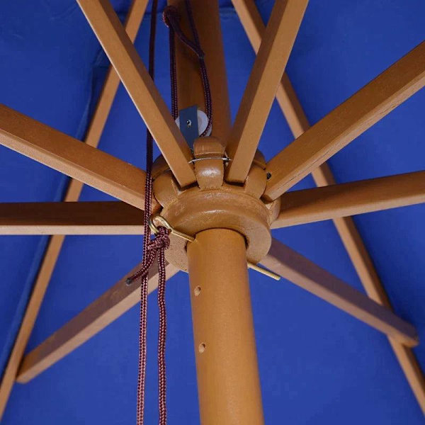 Rootz Wooden Parasol - Garden Parasol - Wooden Garden Parasol - Wooden Balcony Parasol - Parasol - Blue - 3m