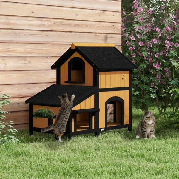 Rootz Cat House - Cat Cave - Flower Box - Vattentät - Gran Wood