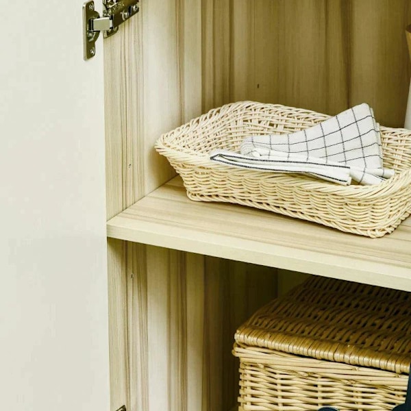 Rootz keittiökaappi - 3 hyllyä 4 kaappia - puu - valkoinen + luonnollinen - 102 cm × 48 cm × 180 cm