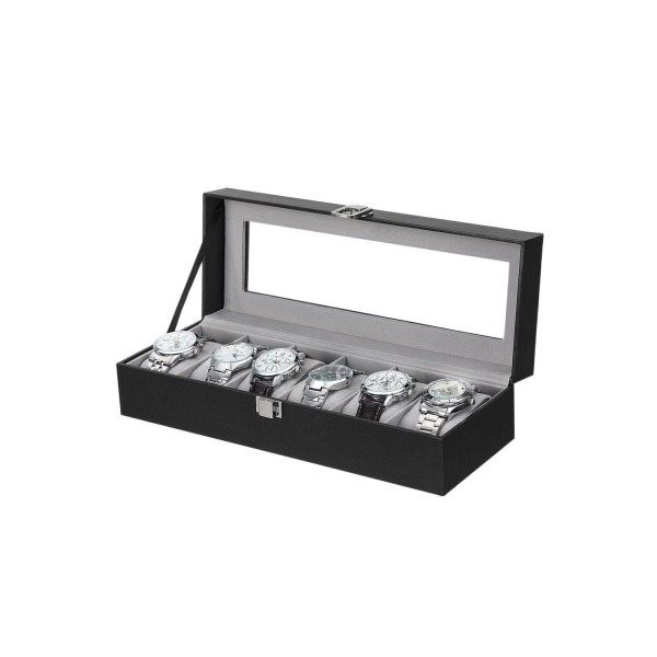 Rootz Watch Box - Klockorganisator - Klockförvaring - Sammetsfoder - Glaslock - Perfekt presentidé - 30 cm x 11,2 cm x 8 cm