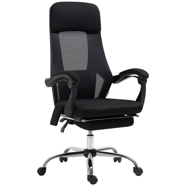 Kontorstol med massagefunktion - Massagestol - Inklusiv fodstøtte - 2 vibrationspunkter - USB-interface - Sort - 60L x 57W x 115-123H cm