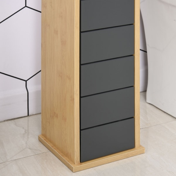 Rootz Badrumskåp - förvaringsskåp - toalettpappershållare - Hållbar bambu MDF - Justerbar hylla - 18x18x75 cm