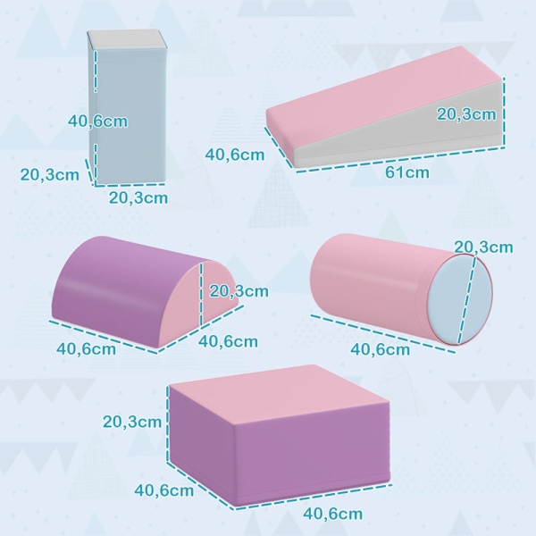 Rootz Soft Building Blocks Set - Skumleksakskuber - Pedagogisk lek - Öka motoriska färdigheter - Olika former - 40,6L x 40,6W x 20,3H cm