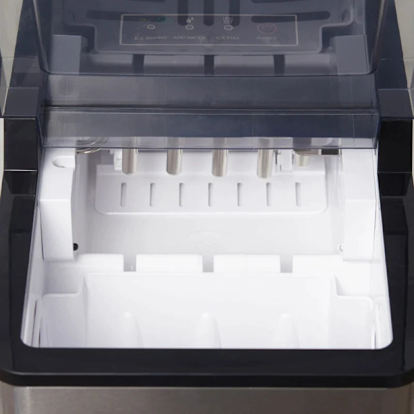 Rootz Ice Cube Machine - 2,1 liter vand - 15 kg på 24 timer - Selvrensende - Inklusiv isbakke + isske - Hvid - 25,2W x 37,5D x 31,2H cm