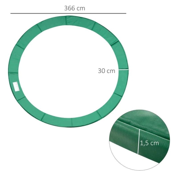 Rootz Trampolinfälgskydd - Trampolinfälg - Trampolinkantskydd - Grön - Säkerhetsnät 8ft 10ft 12ft 15ft - Ø366 Cm - (Trampolin ingår ej)