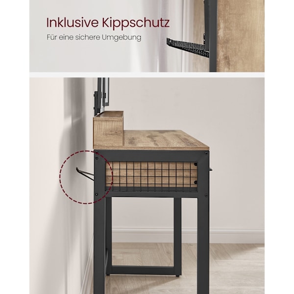 Rootz Sminkbord - Sminkbord - Spånskivakonstruktion - Ek brun-svart finish - Modern Glam Style - 40cm x 90cm x 141cm