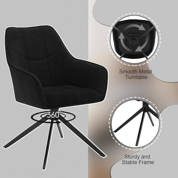 Rootz Swivel Dining Chair Set Bekväm vadderad - Chenille Manchester - 360° rotation - Ergonomisk design - 58cm x 86cm x 63,5cm