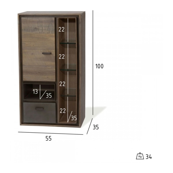 Rootz Wall Box - Förvaringsskåp - Organiseringsenhet - Riklig kapacitet - Hållbar design - Säker låsning - 55cm x 35cm x 100cm