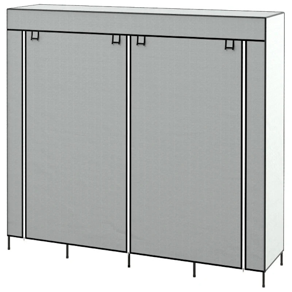 Rootz-vaatekaappi - Kangaskaappi - Ovet - 2 vaatetankoa - 10 lokeroa - Vilesstoff - Teräs - Harmaa - 166L x 42,5L x 169,5K cm