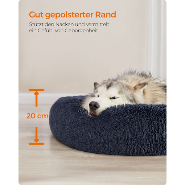 Rootz Plys Hundeseng - Dyreseng - Hyggelig pude - Blødt fyld - Nem at rengøre - Mørkegrå - 140 cm x 20 cm - 4,8 kg