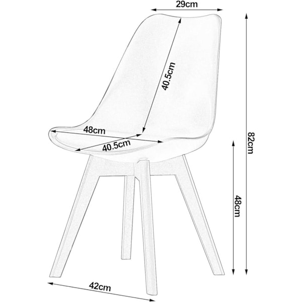 Rootz matstol - Ergonomisk stol - Bekväma sittplatser - Högdensitetsskum - Stabil - Golvsäker - Enkel montering - 82 cm x 48 cm x 40,5 cm