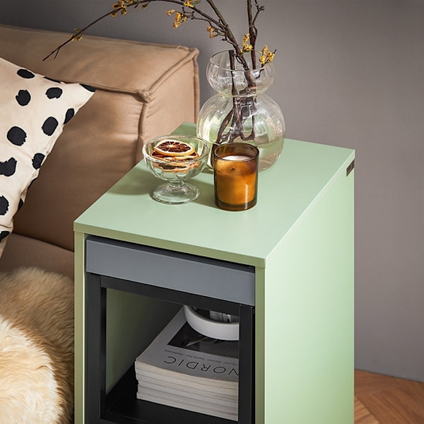 Rootz 2 -i -1 sidobord och serveringsvagn - End Table - Mobile Tray - Högkvalitativ MDF & METAL - 25x38x58cm & 30x60x40cm