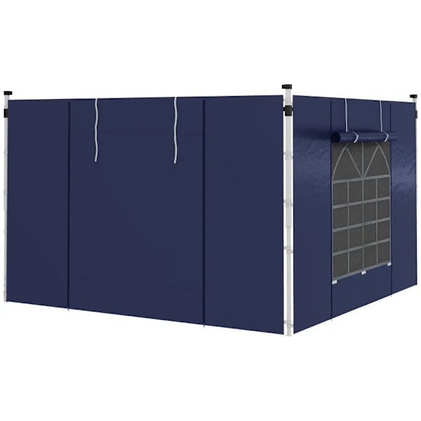 Rootz Gazebo - Sivupaneelit - 2 Pakkauksen sivujen vaihto - Pop Up Gazebo - Ikkunoilla ja ovilla - Sininen - 295W x 195K cm