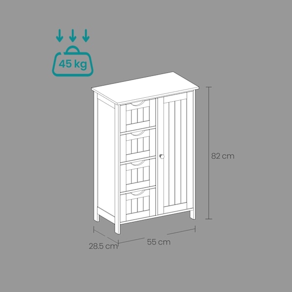 Rootz Badeværelse Skab - Smalt badeværelsesskab - Sideskab - Rumbesparende opbevaringsløsning - 30 cm x 55 cm x 82 cm - Blæk sort MDF