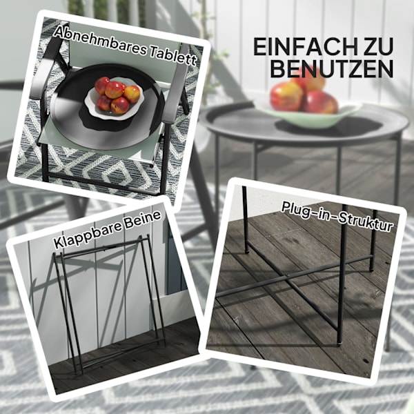 Rootz Round Garden Table - Terrassbord - Fällbart utomhusbord - Hållbart stål - Ø46cm x 50 cm