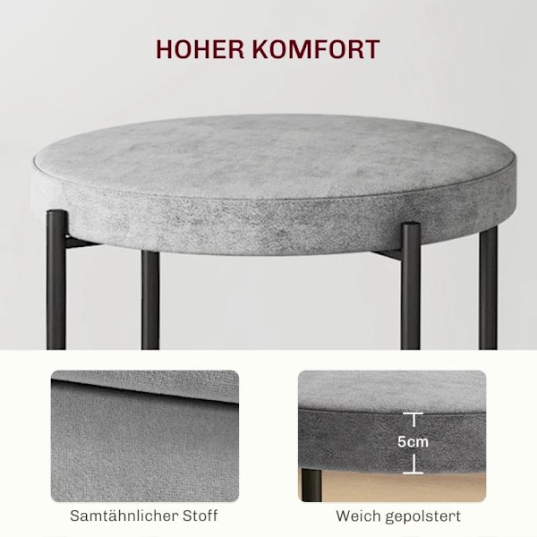 Rootz Velvet spisestuestole Sæt med 4 - Stabelbare køkkenskamler - Polstrede møbler - Elegant design - Pladsbesparende - 41,5 cm x 41,5 cm x 46 cm