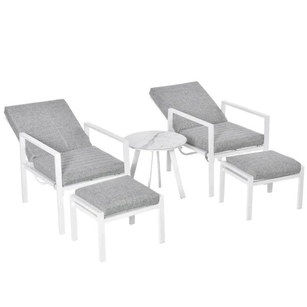 Rootz Havemøbelsæt - Havestolesæt - Sofabord - Grå/Hvid