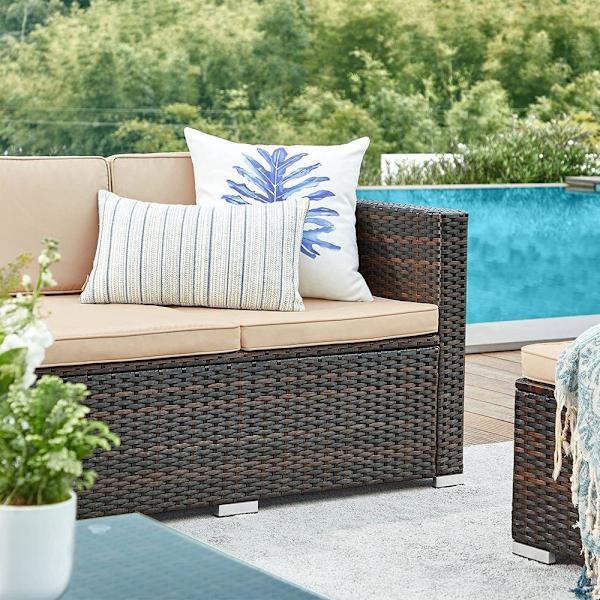 Rootz Havesofa - Havemøbelsæt - 3 pers. sofa - Havesofa med bord - Udendørs siddesæt - Brun/Taupe