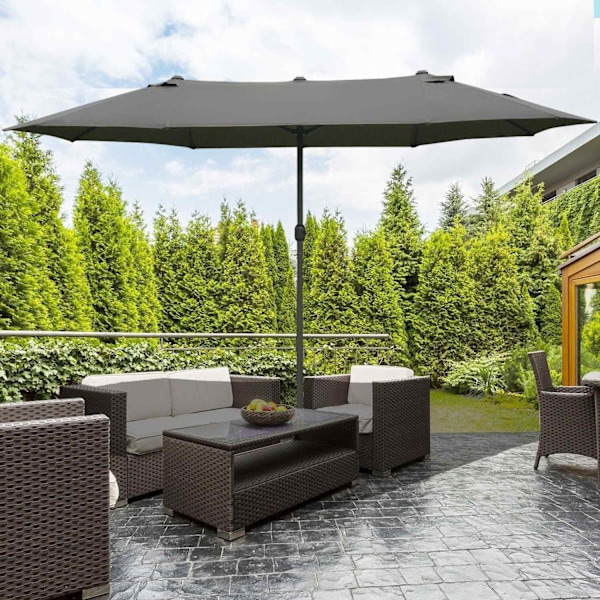 Rootz Parasol med Parasol Stand - Grå - Stål, Polyester, Abs - cm x cm x 94,48 cm