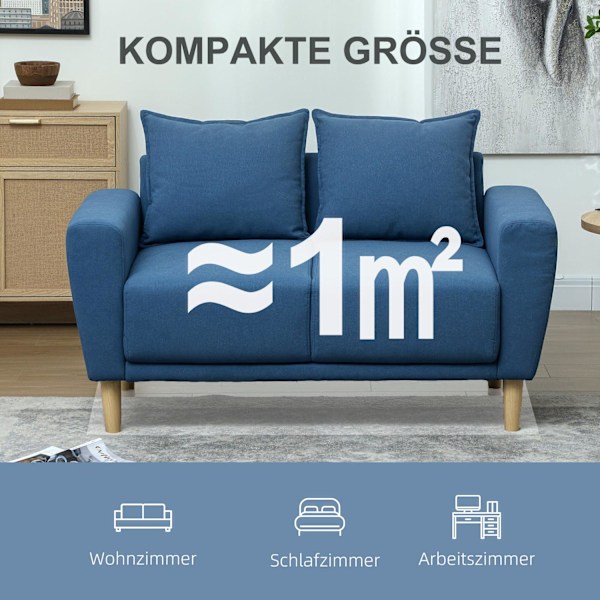 Rootz Two Seater Sofa - Moderne sofa - Stof Loveseat - Eucalyptus træramme - kompakt komfort - 133 x 73 x 81 cm