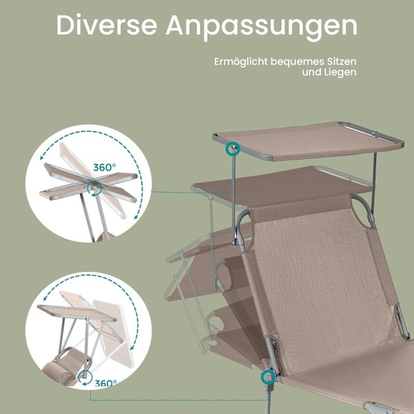 Rootz Foldbar Sun Lounger - Dollstol - Outdoor Recliner - Lätt och hållbar - 53 cm x 193 cm x 29,5 cm