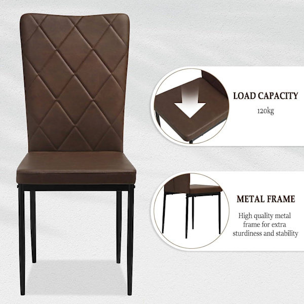 Rootz matsalsstolar Set med 4 - Köksstolar - Imitationsstolar - Högt ryggstöd - Bekväma sittplatser - Hållbara metallben - 42cm x 94,5cm x 59cm